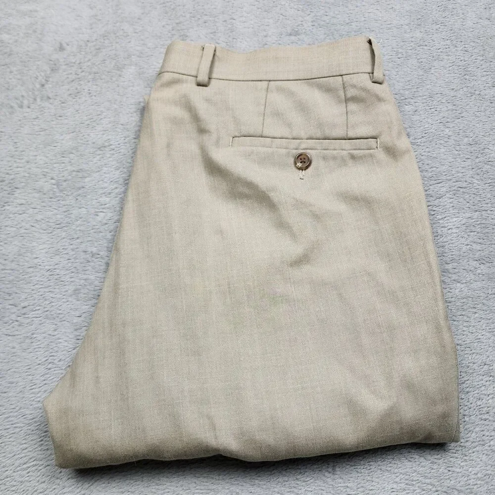 Lauren Ralph Lauren Mens 34x30 Beige Slacks Flat Front Straight Leg Dress Pants